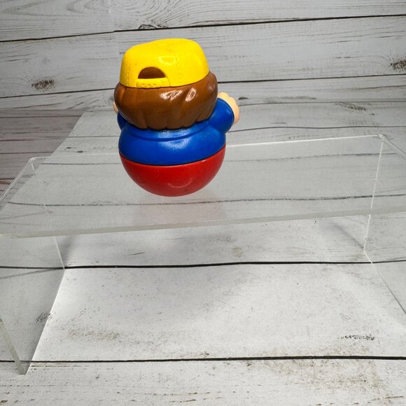 Vtg Playskool Weebles Wobbler Toy Boy Figure 1985 Red Base Yellow Hat Blue Shirt - Picture 3 of 5